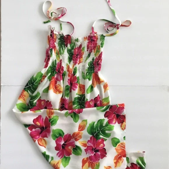 Two Palms Hawaiian Print Dress Made in Hawaii One Size Fits All - Picture 2 of 6